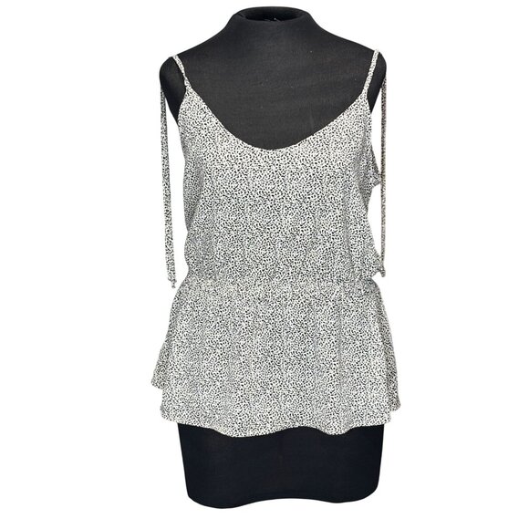 Sienna Sky Womens Polka Dot Sleeveless Top M White & Black Polyester - Picture 1 of 10